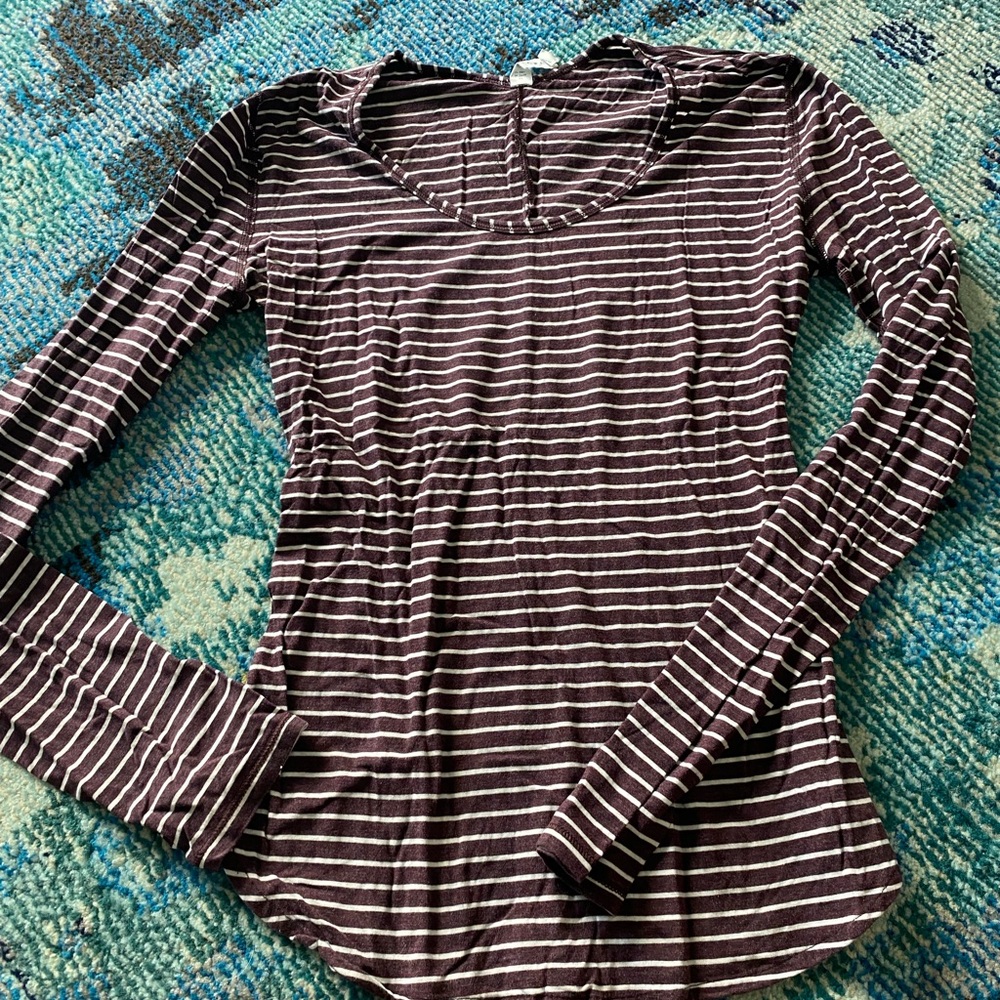 lululemon athletica Black and White Striped Long Sleeve Tee